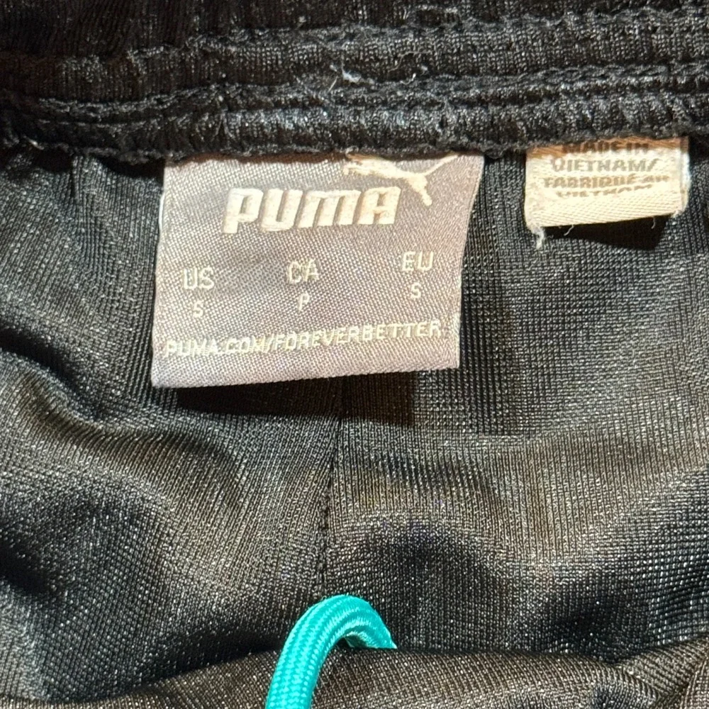 Puma Athletic Mesh Training Shorts Small Black Teal Logo Gym Activewear